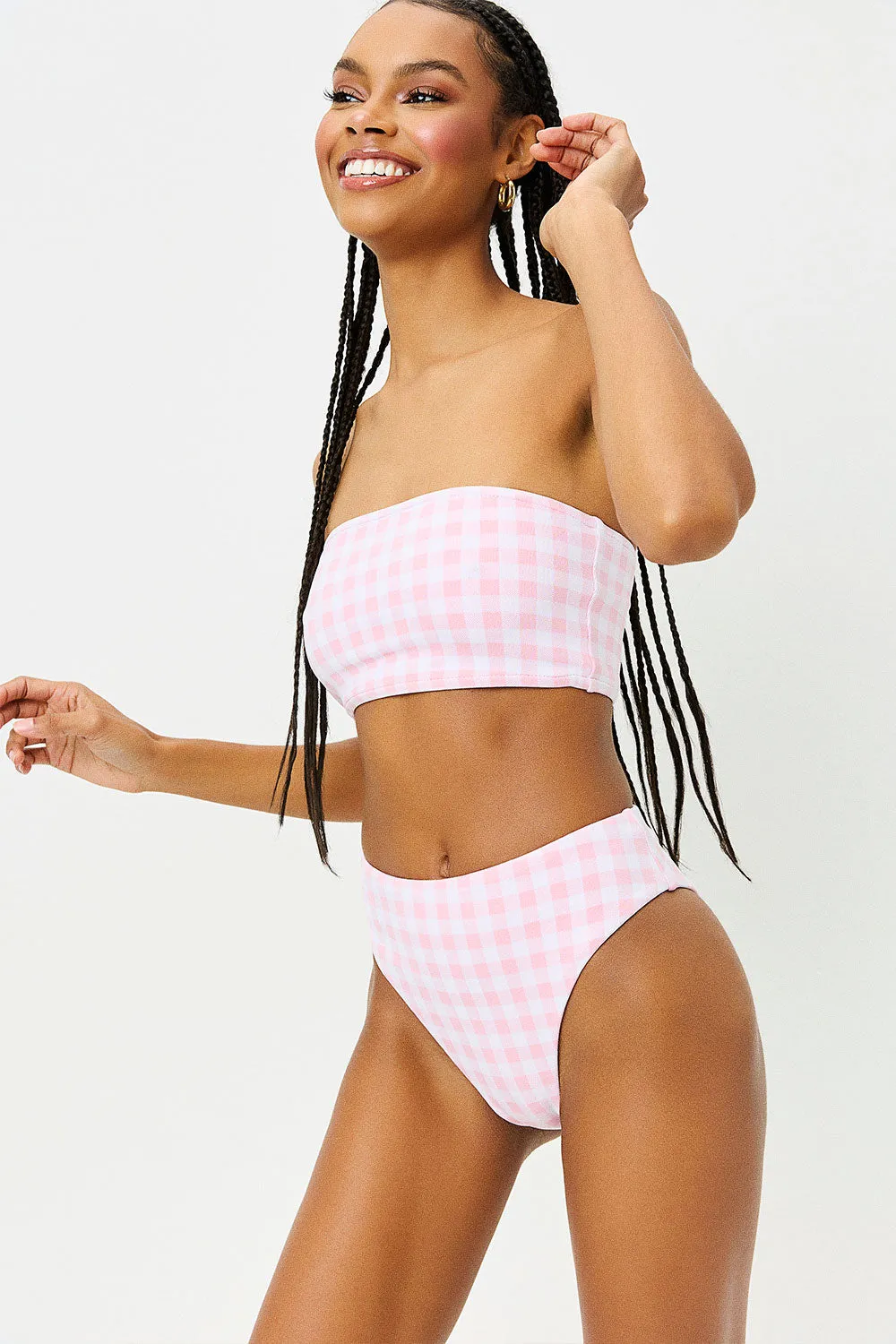 Jenna Bandeau Bikini Top - Pink Picnic