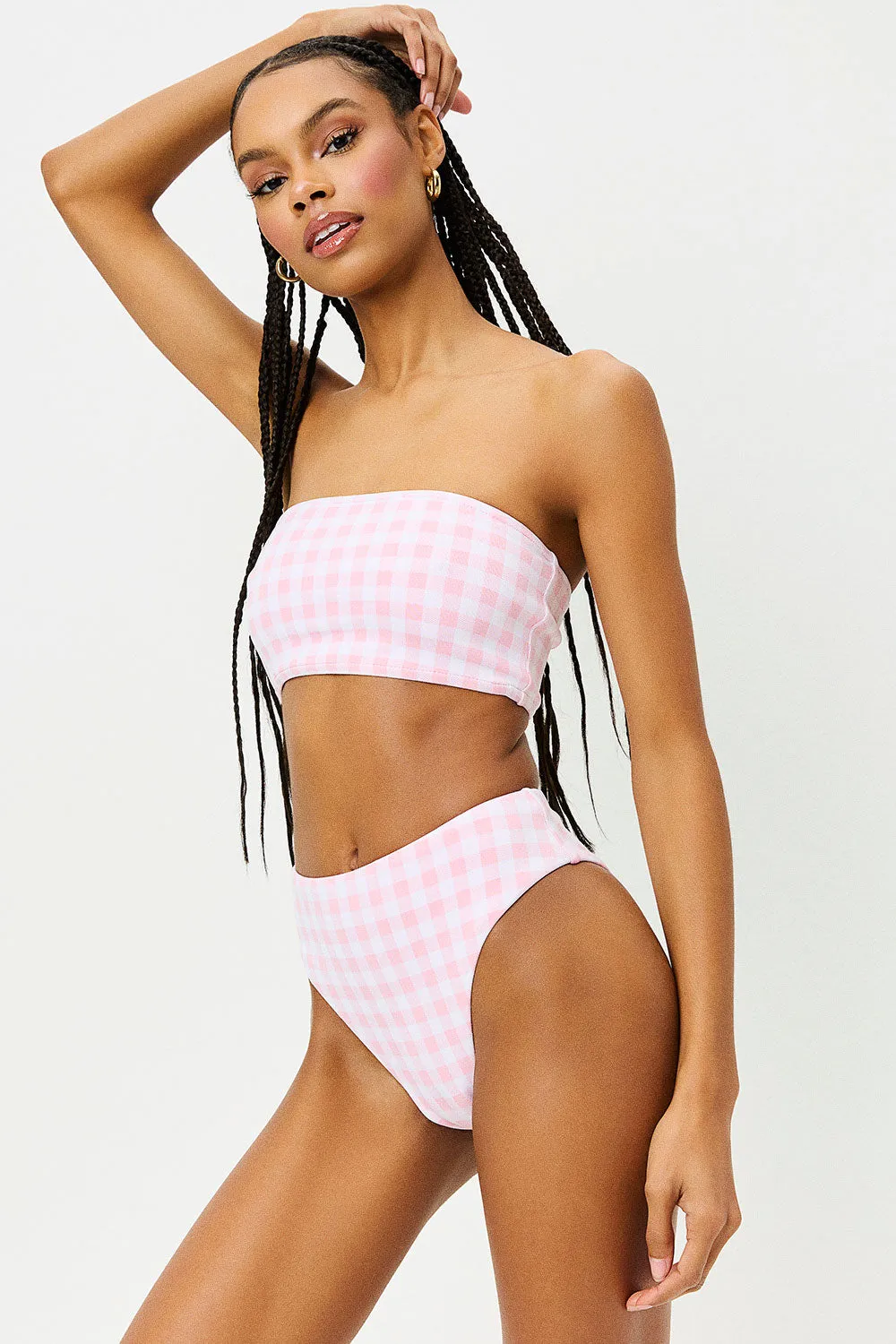 Jenna Bandeau Bikini Top - Pink Picnic