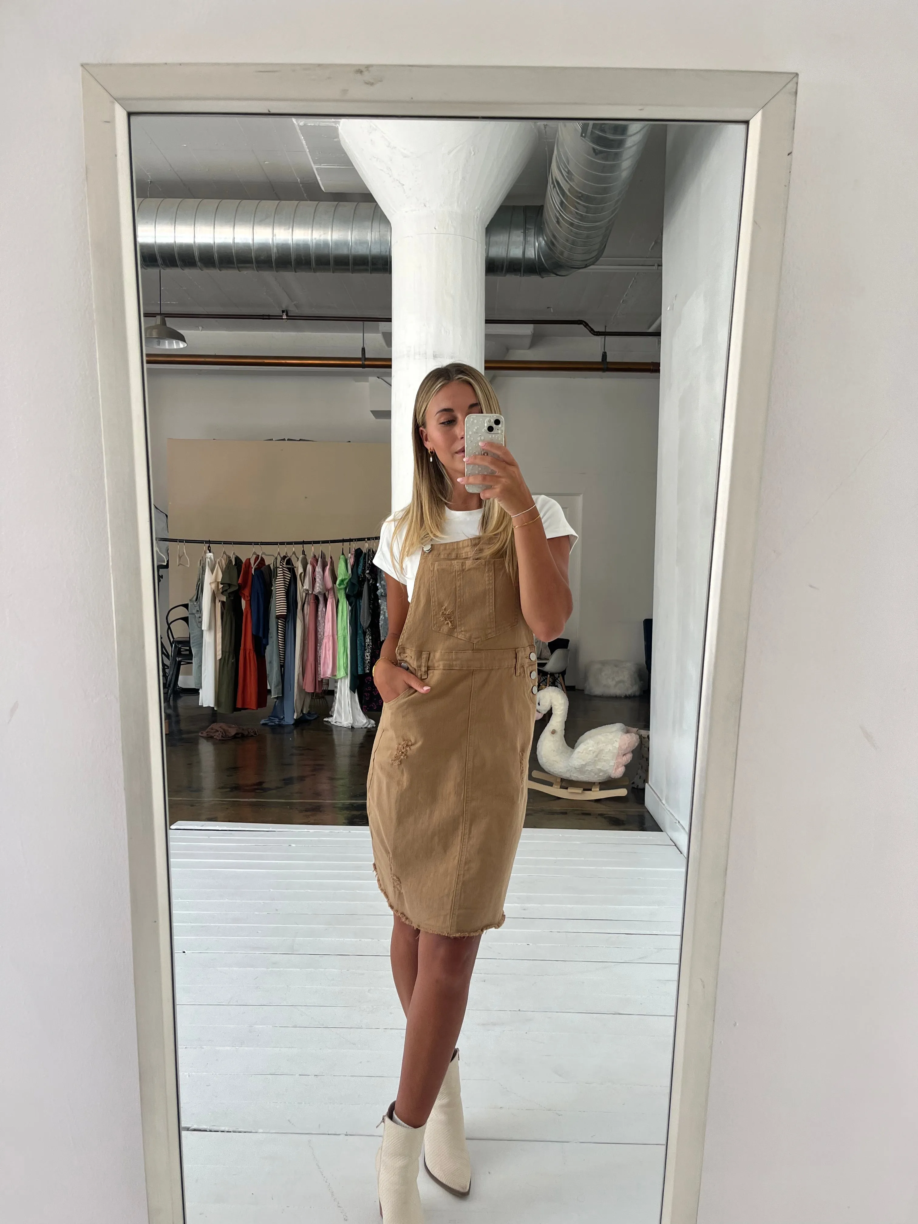 Jovi Overall Dress in Camel