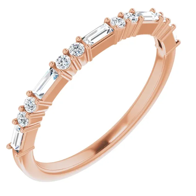 Juliette Straight Baguette and Round Diamond 1/2 Eternity Ice Solitaire 3/8 CTW Band