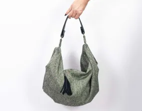 Kallia mini bag - Mint wool and Black leather