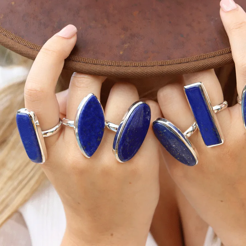 Lapis Lazuli Statement Bohemian Ring