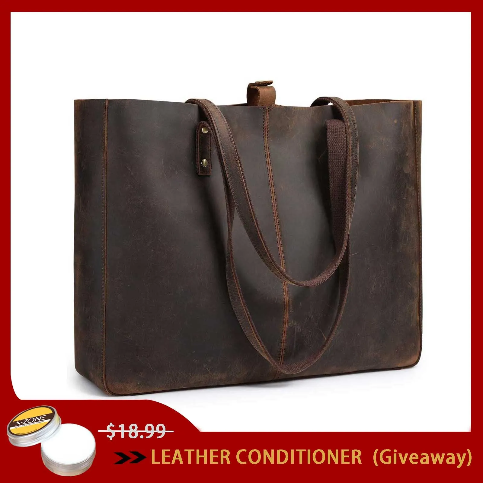 Large Bucket Geuine Leather Tote