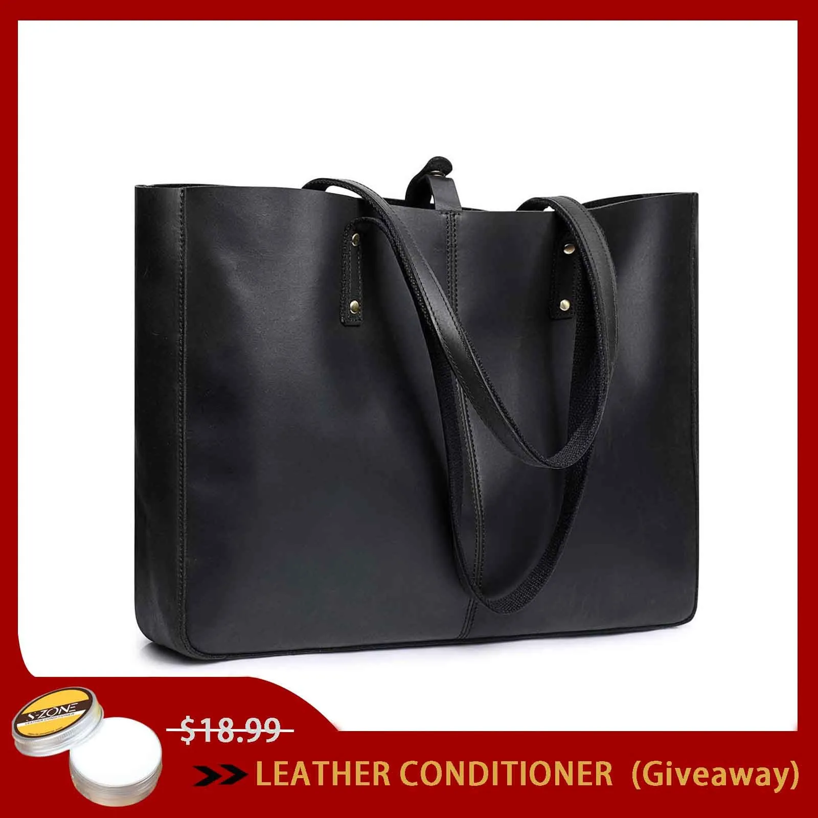 Large Bucket Geuine Leather Tote