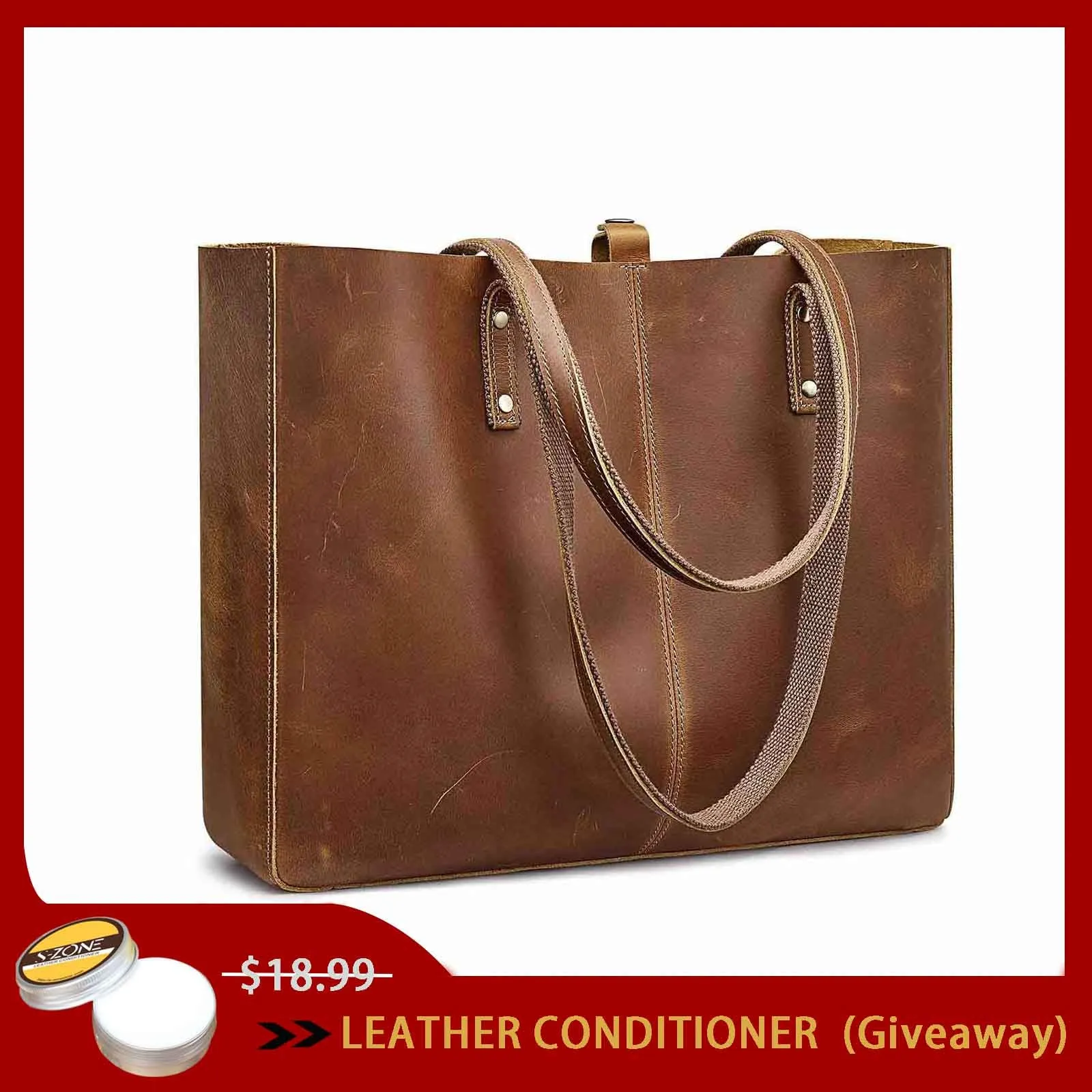 Large Bucket Geuine Leather Tote