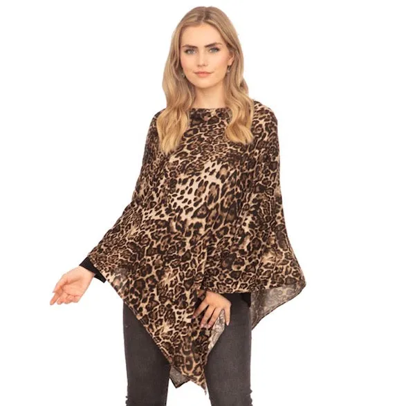 Leopard Patterned Poncho Ruana