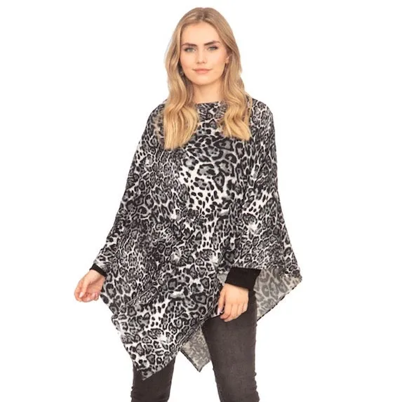 Leopard Patterned Poncho Ruana