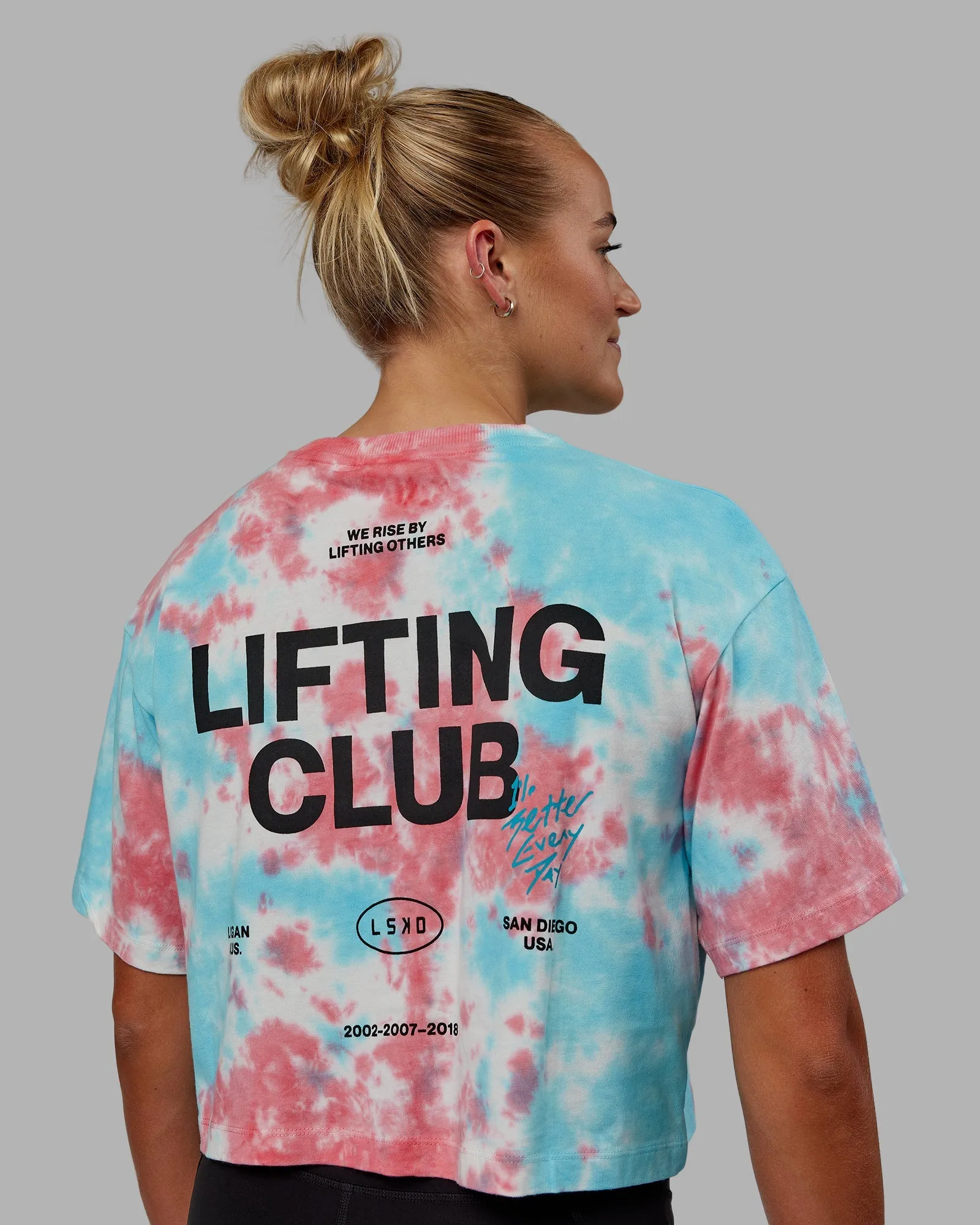 Lifting Club Cropped Heavyweight Tee - Scarlet-Tie Dye