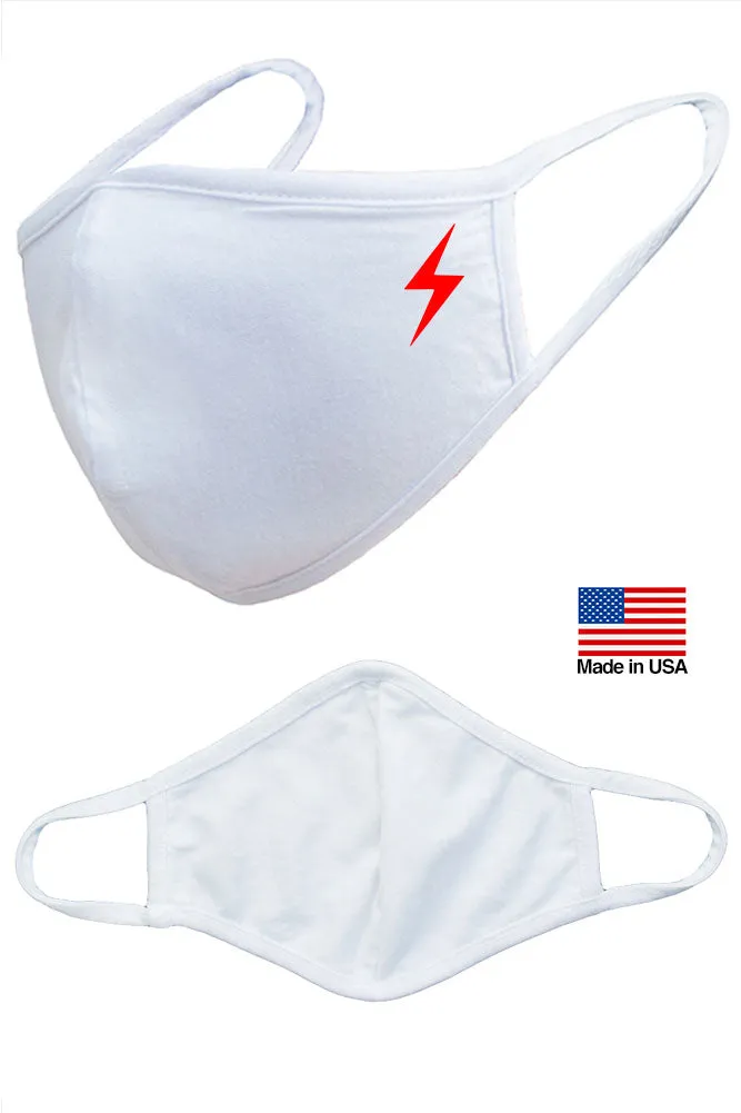 Lightning Symbol Reusable Washable Cotton Face Masks - Made in USA