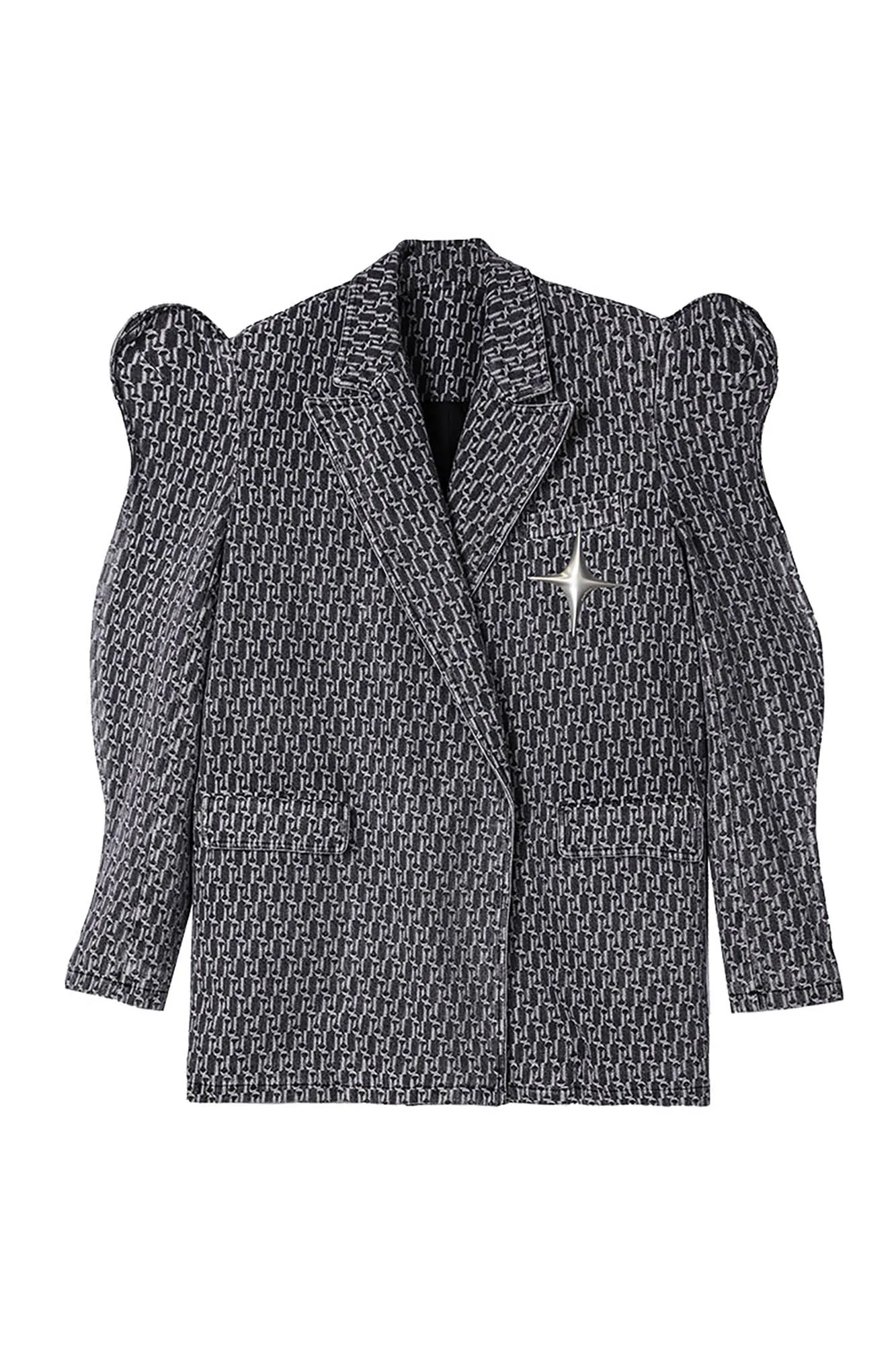 Logo jacquard denim Profiled sleeves  blazer