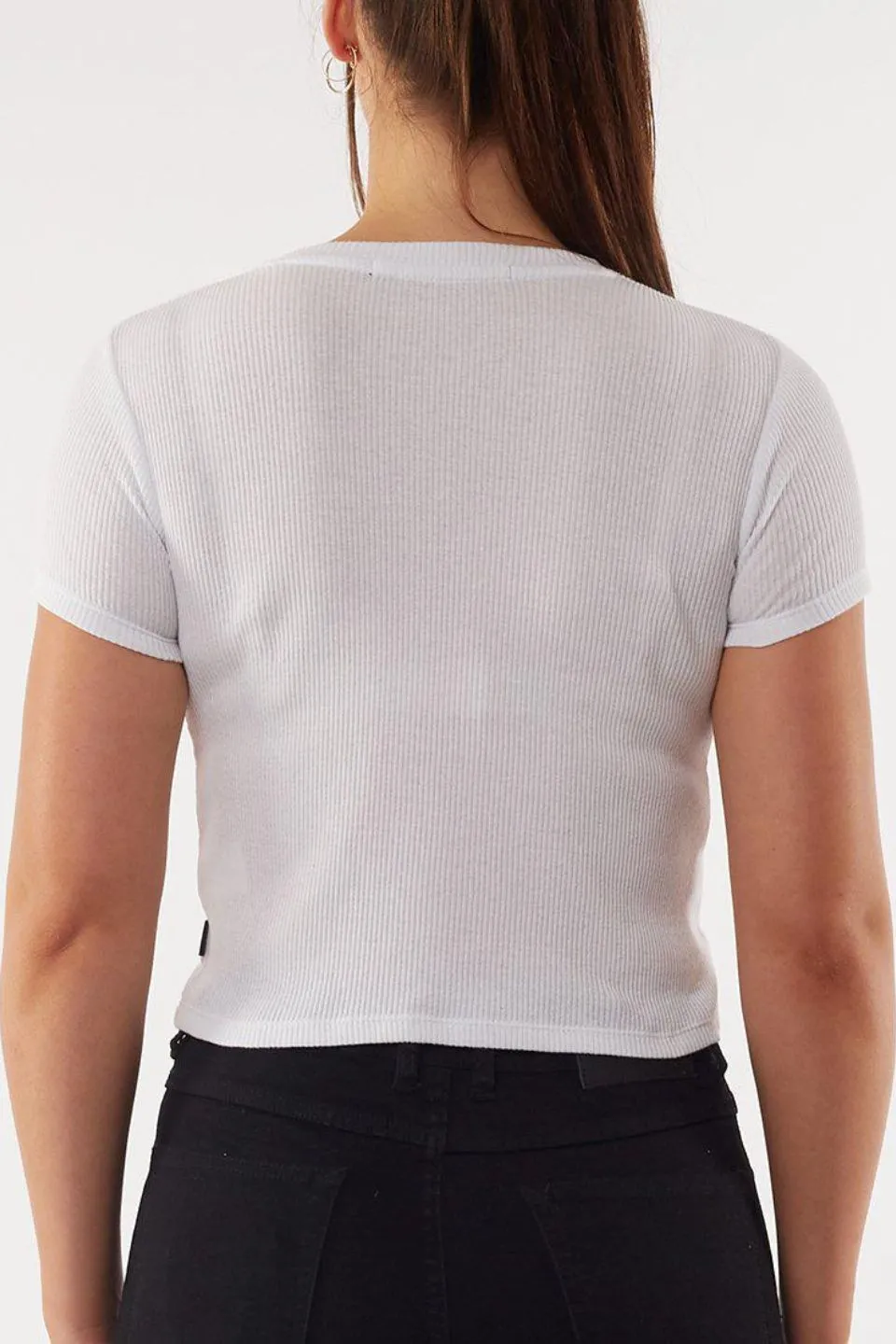 Manhattan White Crop Rib Tee