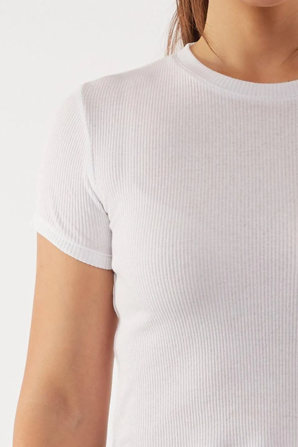 Manhattan White Crop Rib Tee