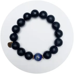 Matte Black Onyx With Lapis Accent