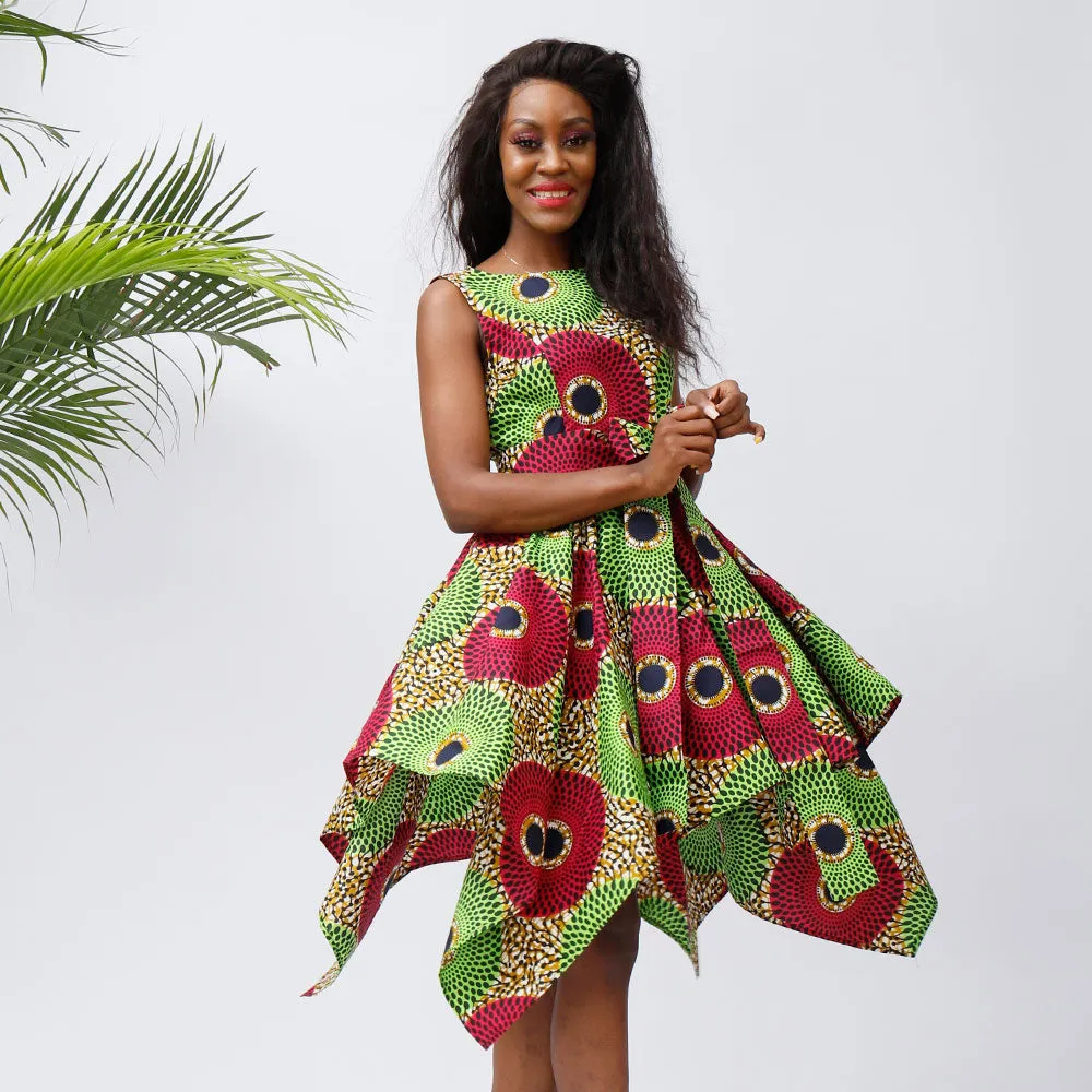 MELODY BELTED SKATER DRESS AFRICAN ANKARA PRINT