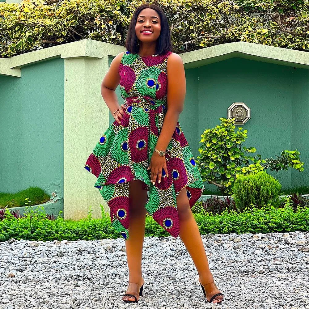 MELODY BELTED SKATER DRESS AFRICAN ANKARA PRINT