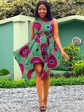 MELODY BELTED SKATER DRESS AFRICAN ANKARA PRINT