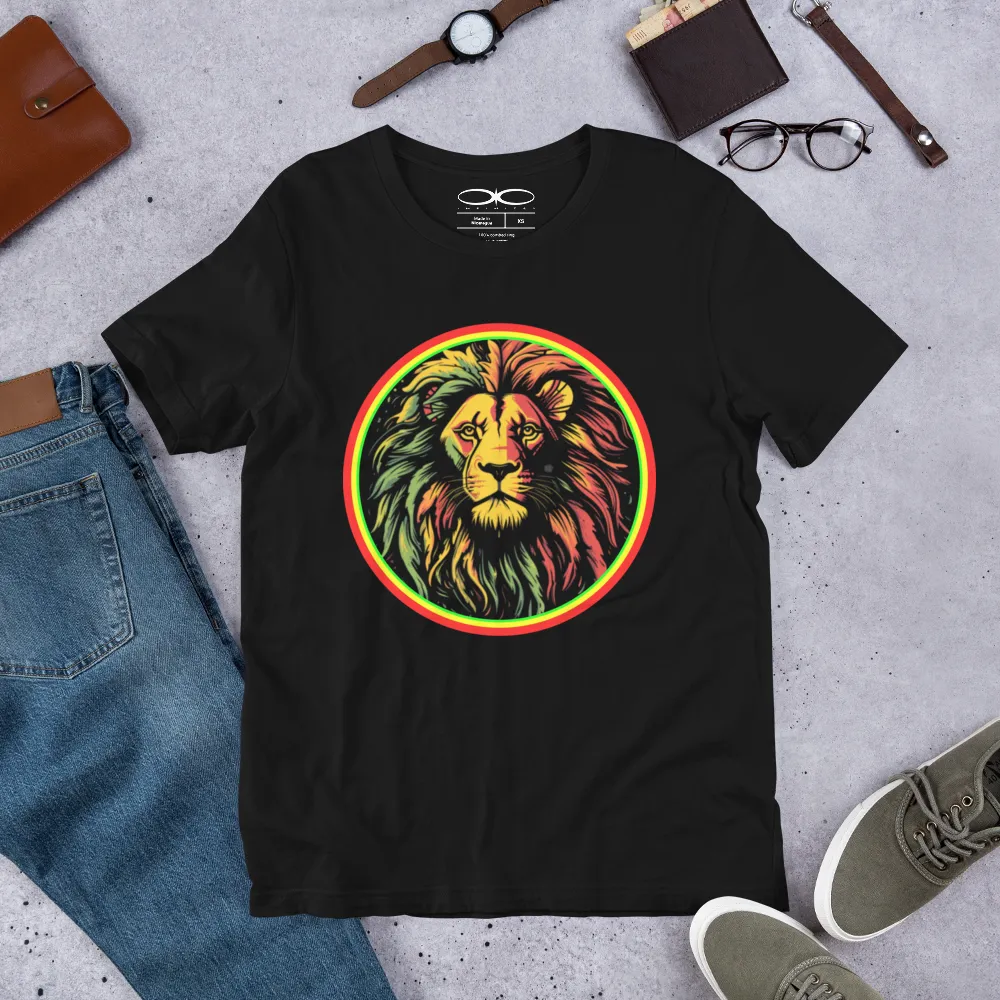 Men's Rasta Lion Theme Black Graphic T-Shirt