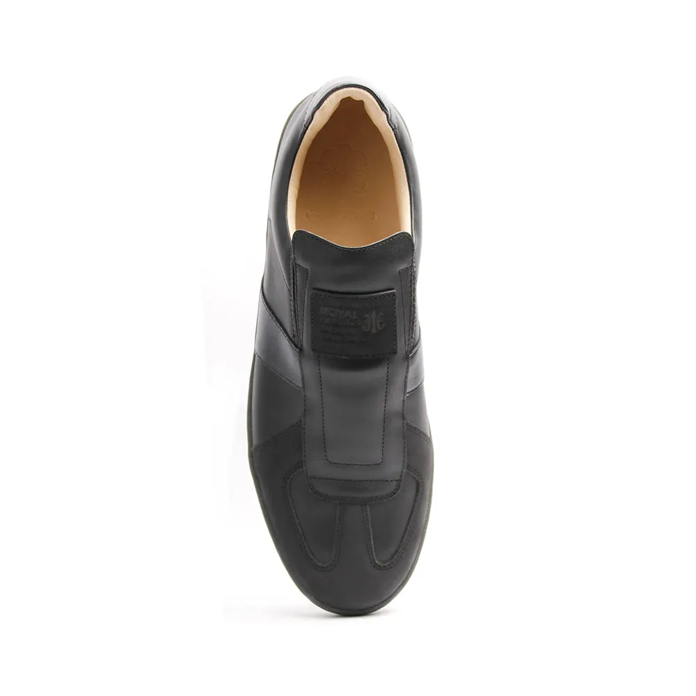 Men's Smooth Black Leather Low Tops 01593-999