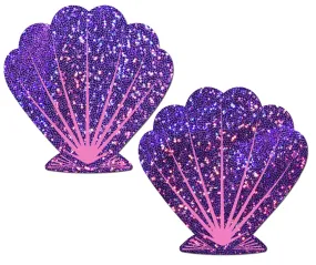 Mermaid: Glitter Purple and Pink Seashell Nipple Pasties