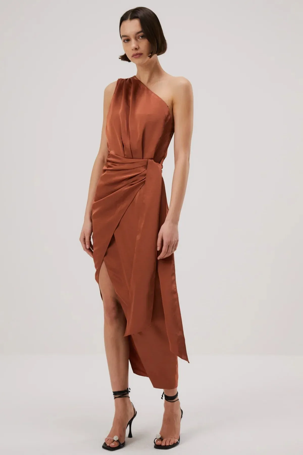 Misha Brooks Satin Midi Dress - Copper