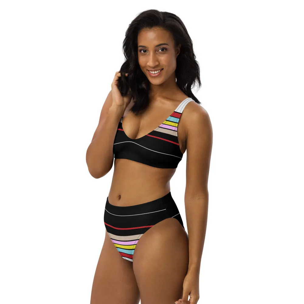 Modern Lines Recycled high-waisted bikini