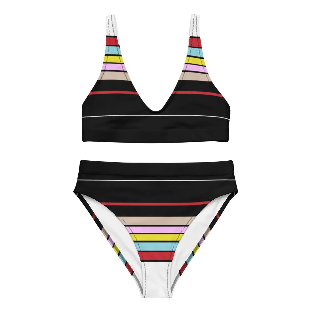 Modern Lines Recycled high-waisted bikini