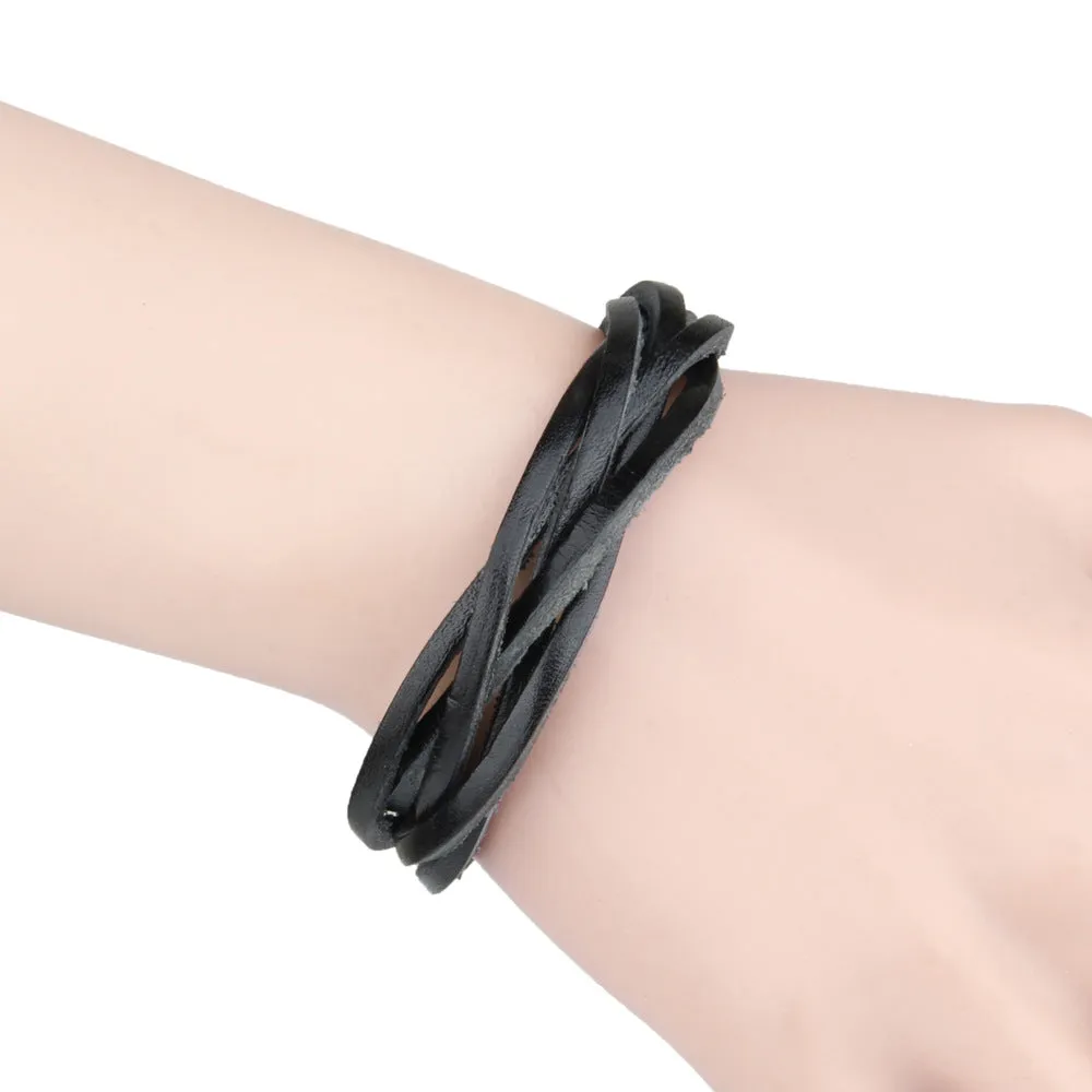 Multilayer Black Leather Bracelet