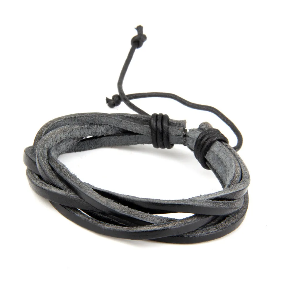 Multilayer Black Leather Bracelet