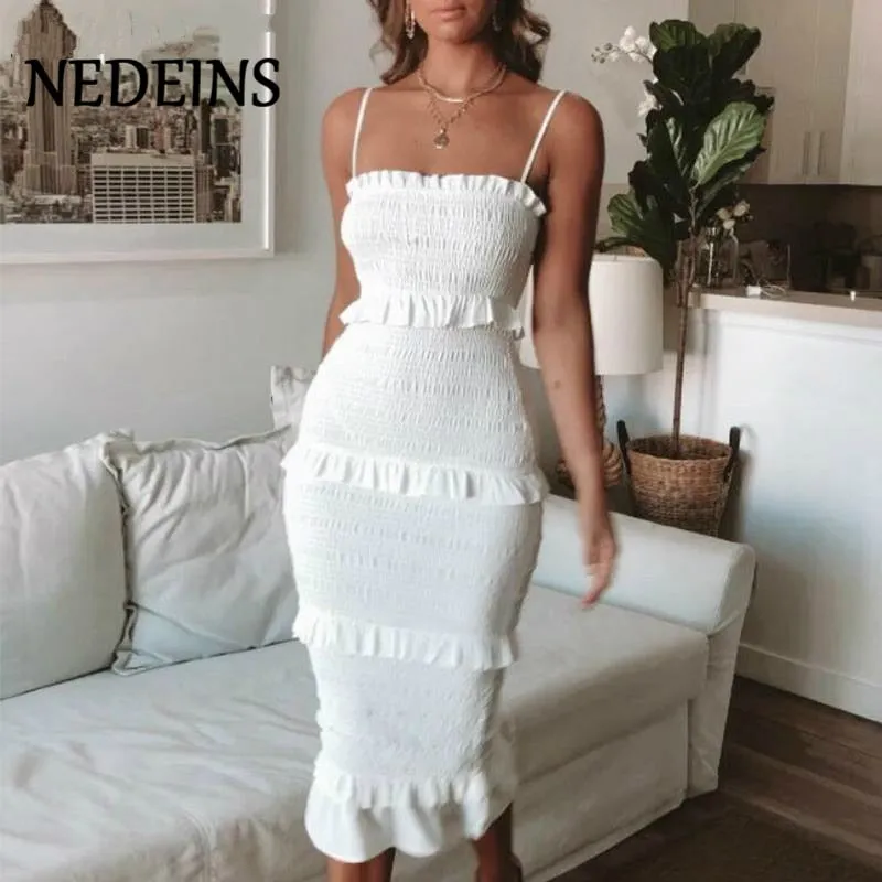 NEDEINS  Women 2020  Ruffles Solid Dress