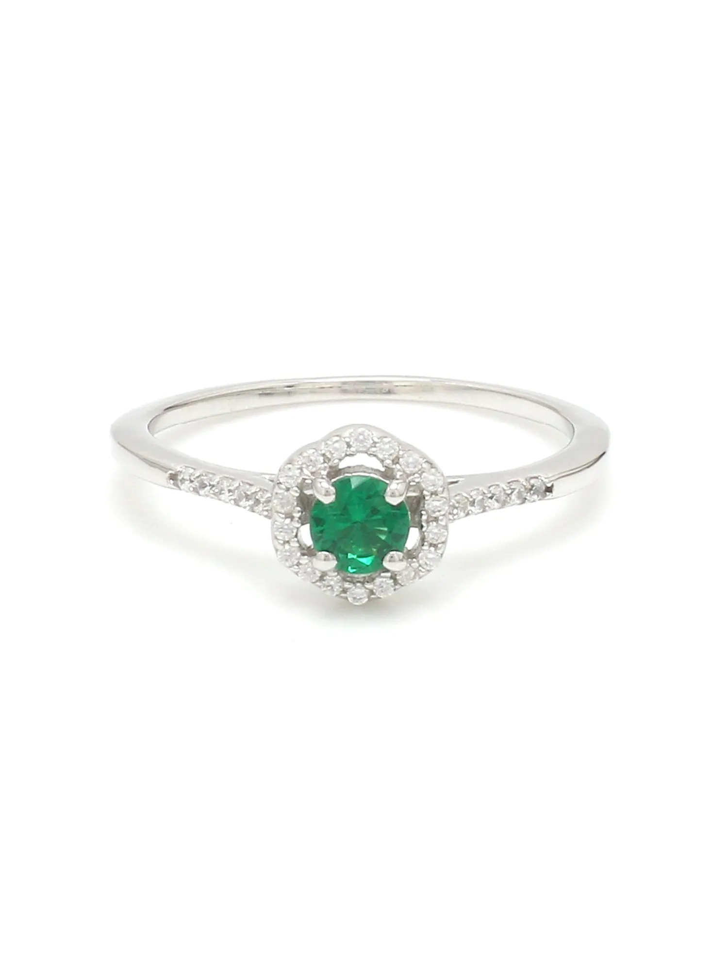 Octagon Green Emerald Solitaire Ring For Women