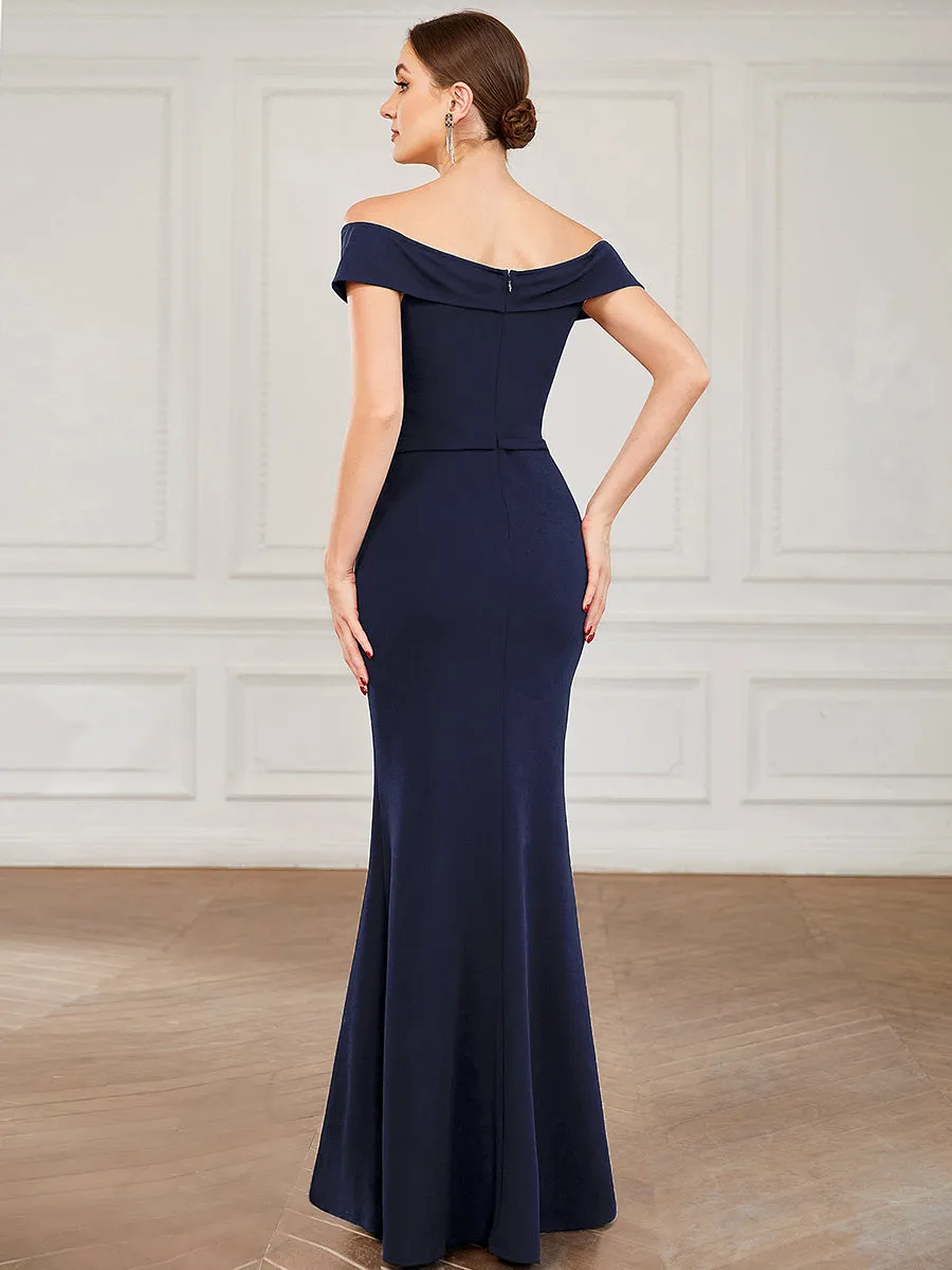 Off Shoulders A Line Floor Length Strapless Wholesale Evening Dresses