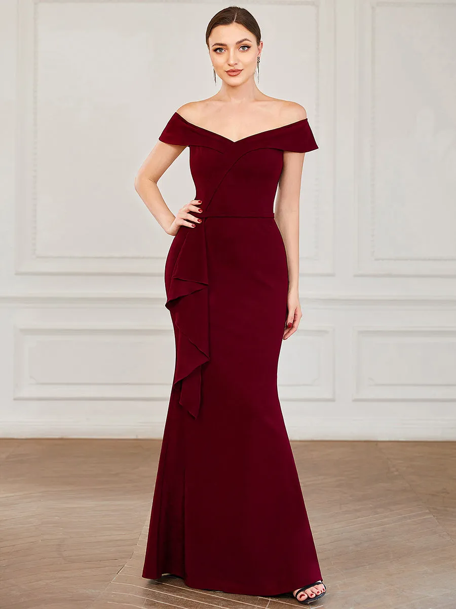 Off Shoulders A Line Floor Length Strapless Wholesale Evening Dresses