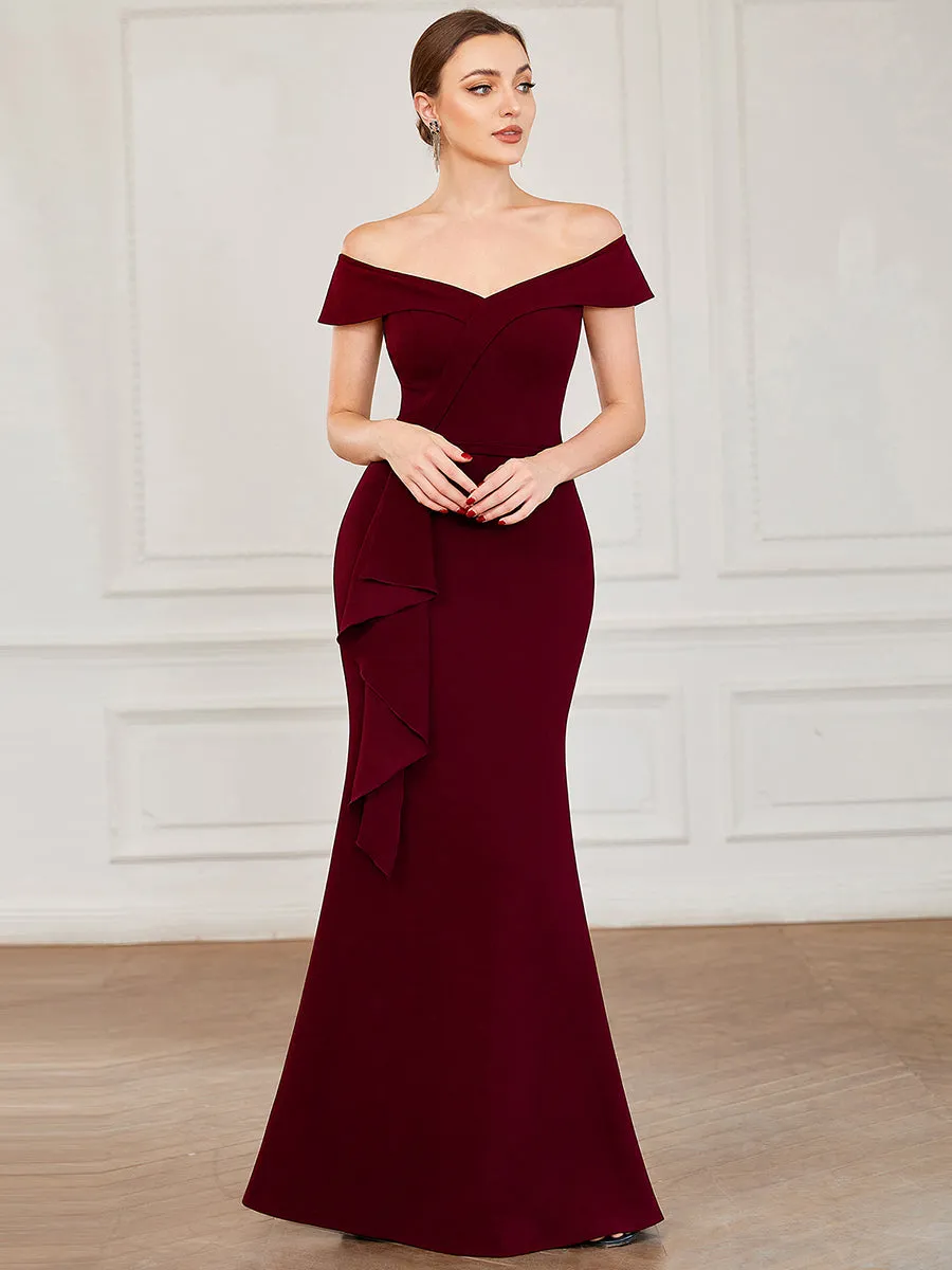 Off Shoulders A Line Floor Length Strapless Wholesale Evening Dresses