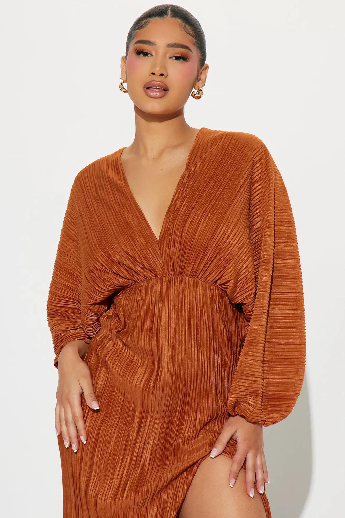 Paloma Pleated Maxi Dress - Rust