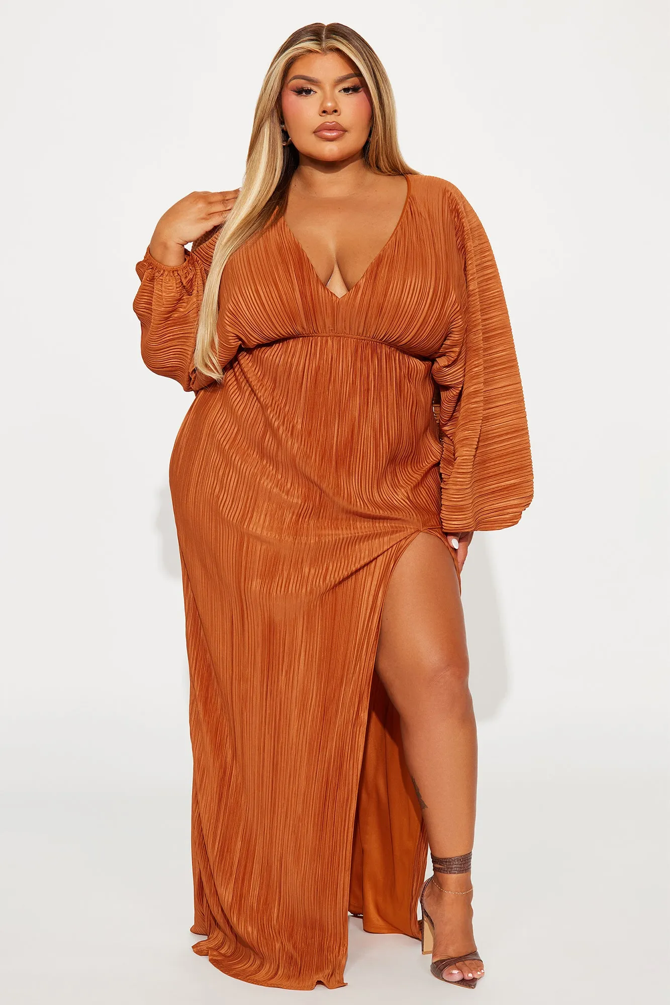 Paloma Pleated Maxi Dress - Rust