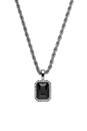 Pavé Emerald Black Necklace Silver