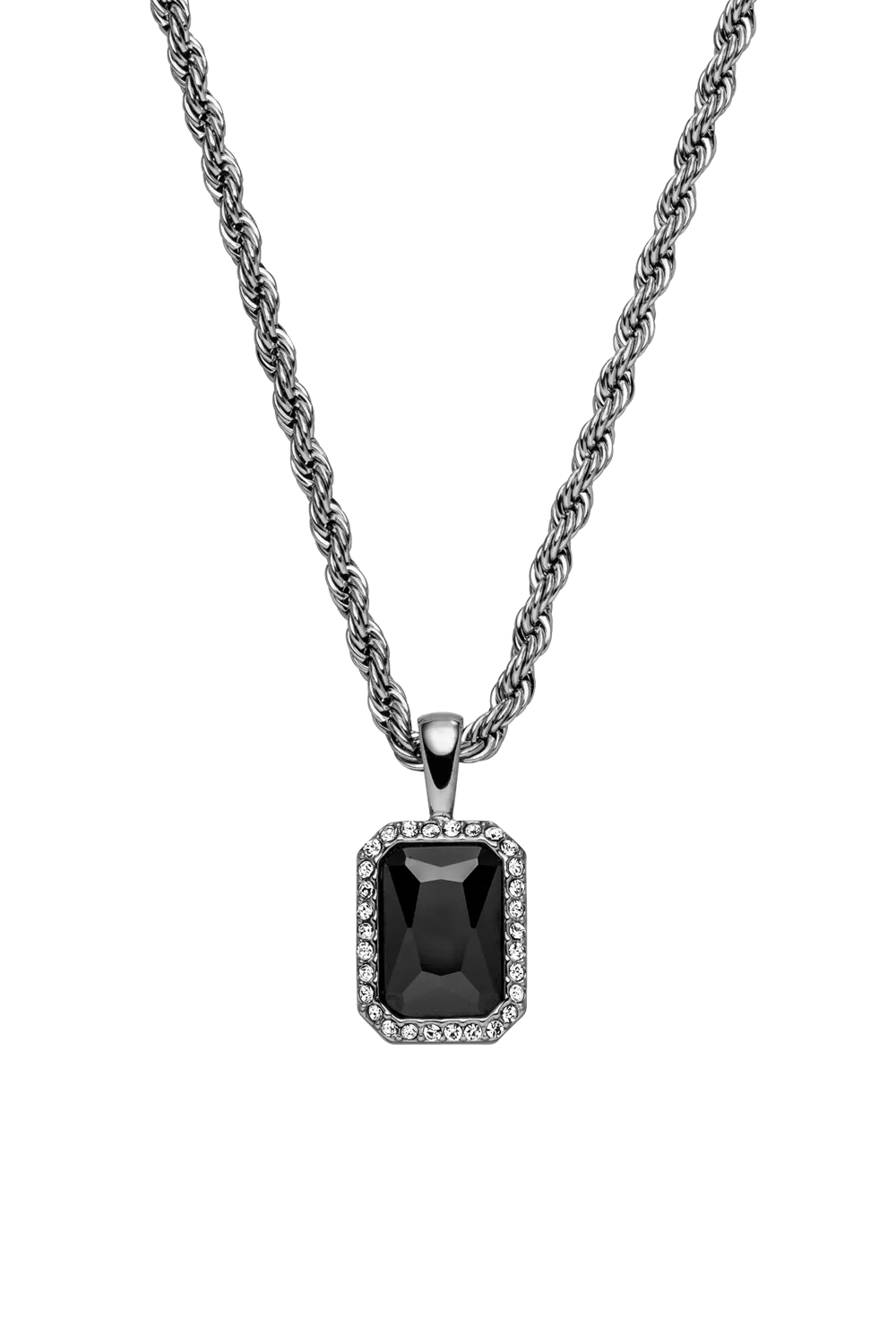 Pavé Emerald Black Necklace Silver