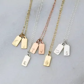 Personalized, Jewelry Necklace, Womens Gift, Necklaces for Women, Mini Tag Initial Necklace, Custom Personalized Necklace, Initial Necklace