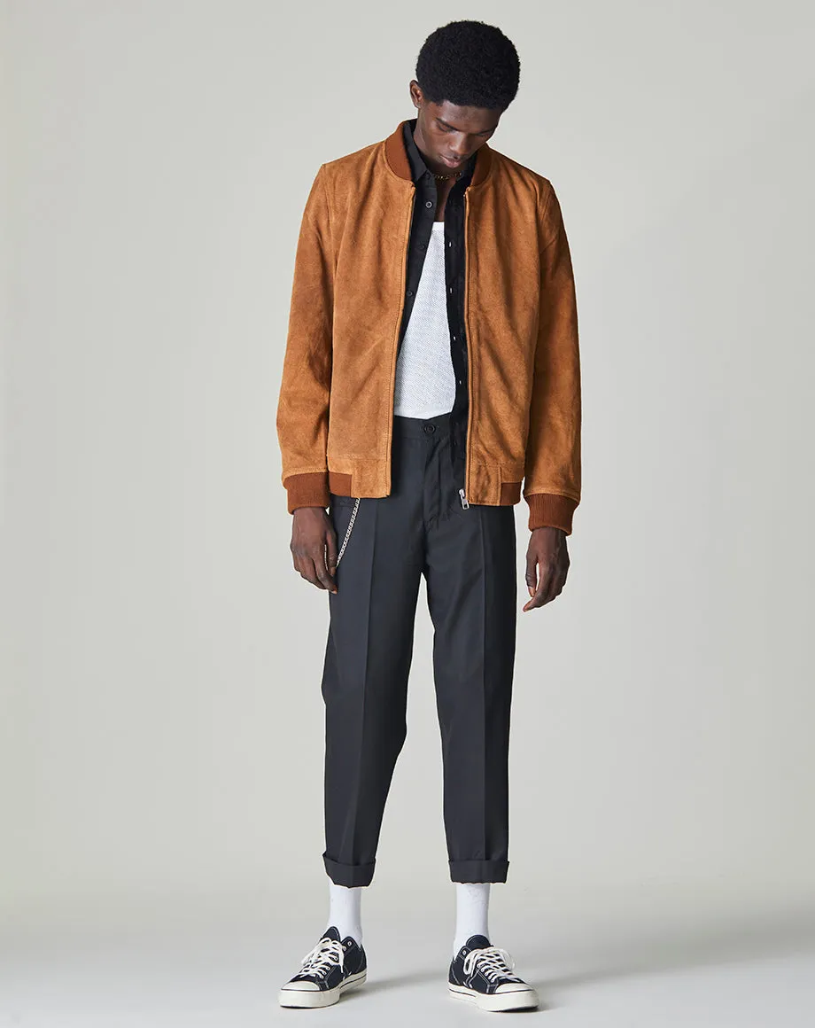 PLATO SUEDE BOMBER MENS JACKET | TAN