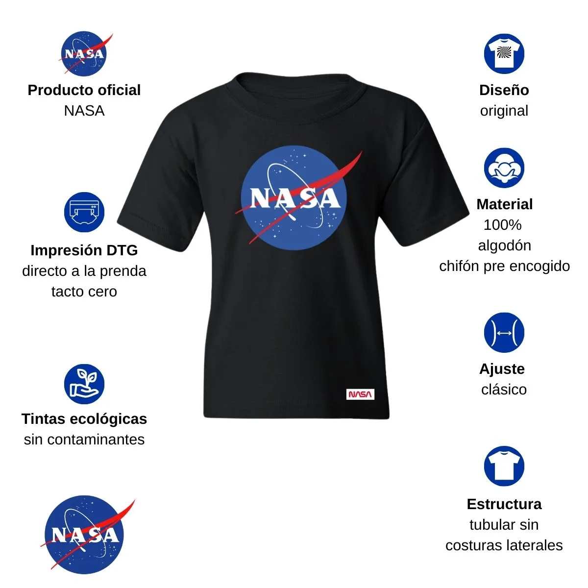 Playera Nios Nasa Logo Azul