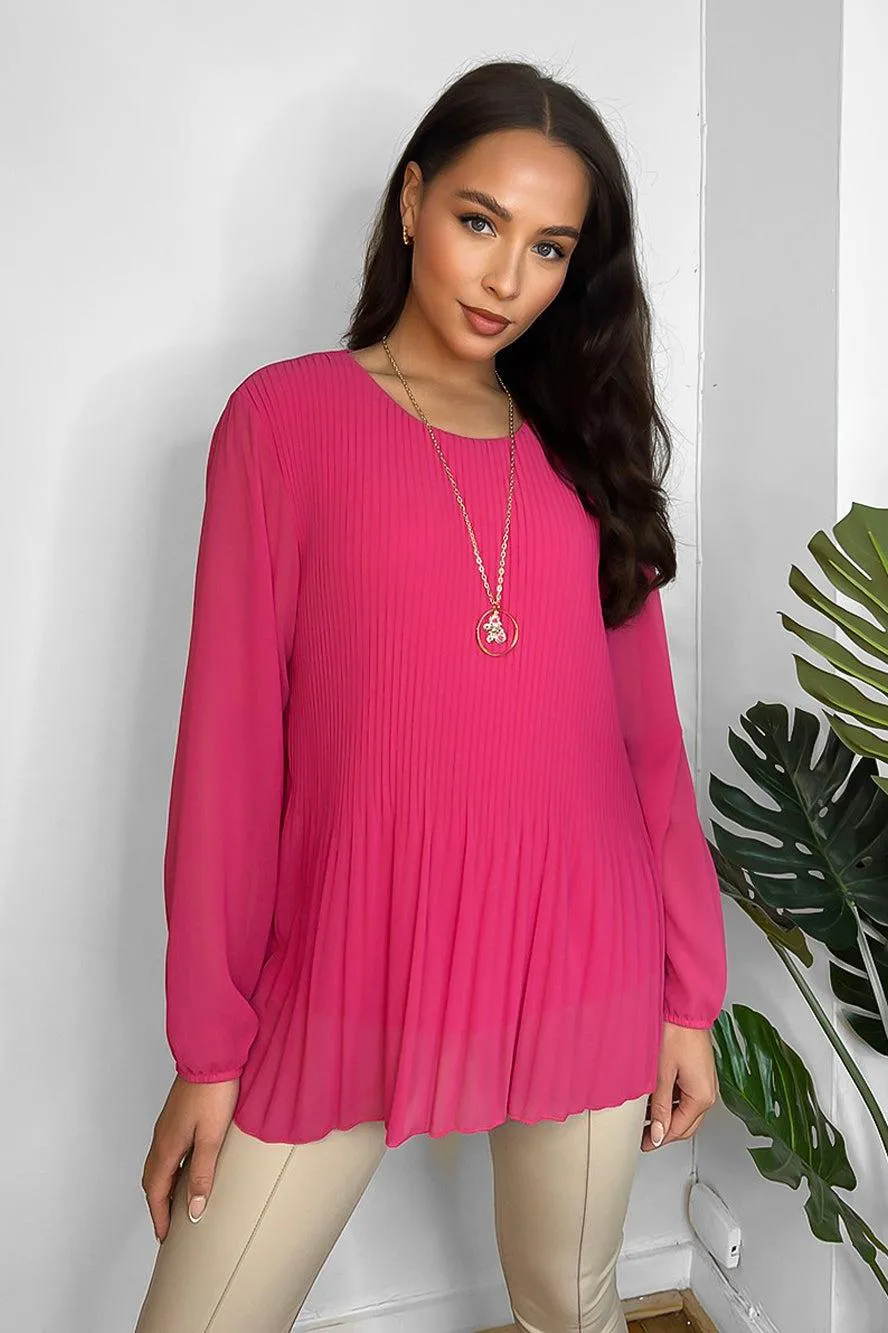 Pleated Chiffon Necklace Blouse