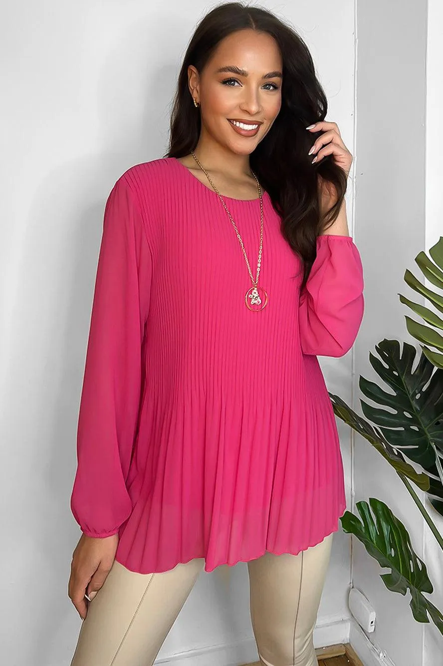 Pleated Chiffon Necklace Blouse