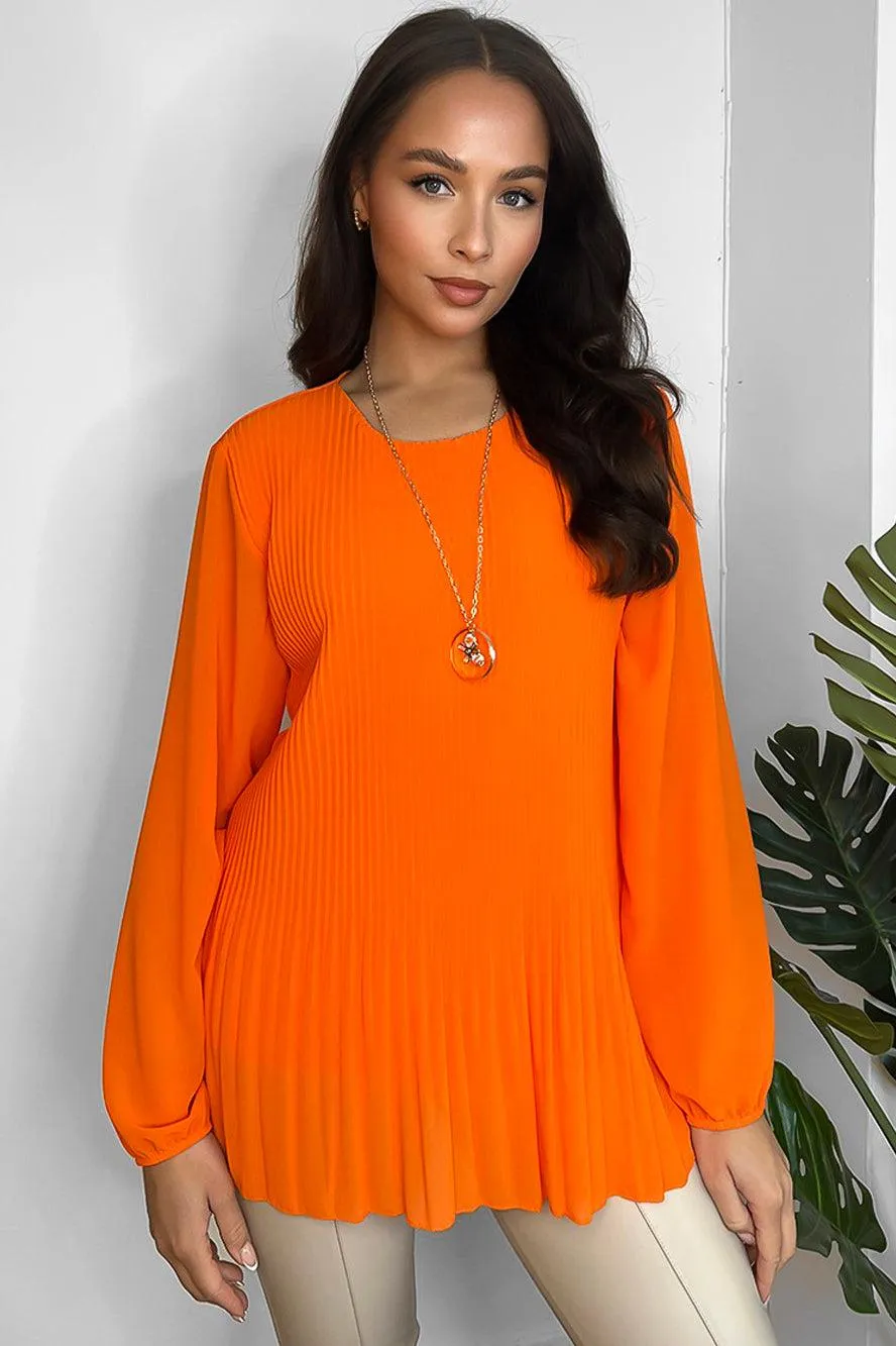 Pleated Chiffon Necklace Blouse