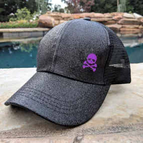 Ponytail Skull & Crossbones Glitter Hat