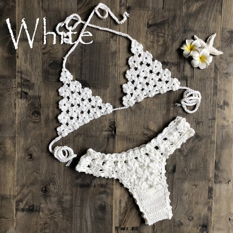 Popular Hand Crocheting Knitted Swimsuit Sexy Hand-Woven Bikini Set