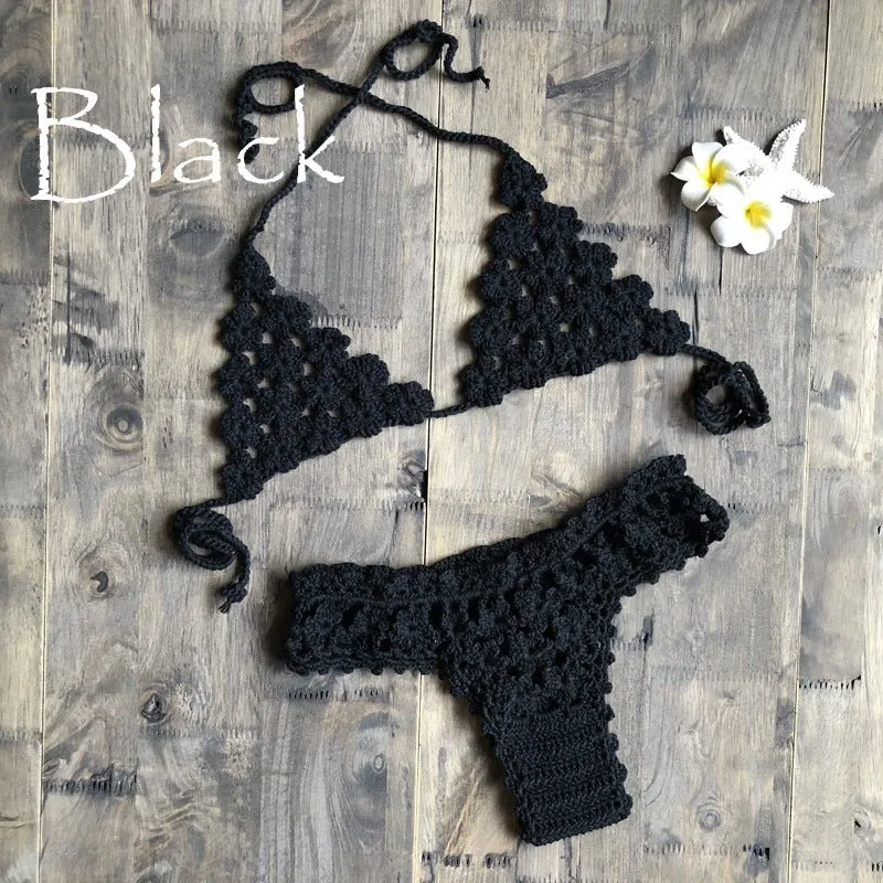 Popular Hand Crocheting Knitted Swimsuit Sexy Hand-Woven Bikini Set