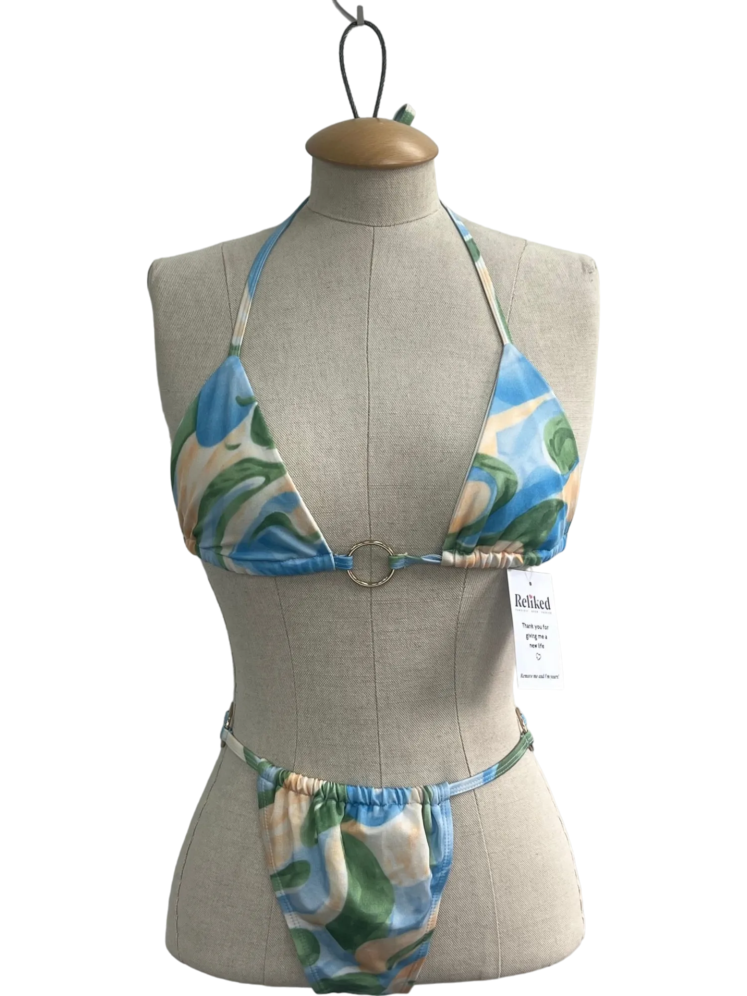 PrettyLittleThing Blue Floral Halterneck Bikini Top and Bottoms BNWT UK 6