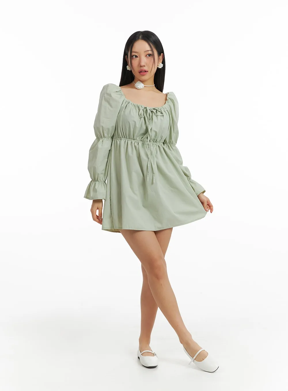 Puff Sleeve A-Line Mini Dress IM404