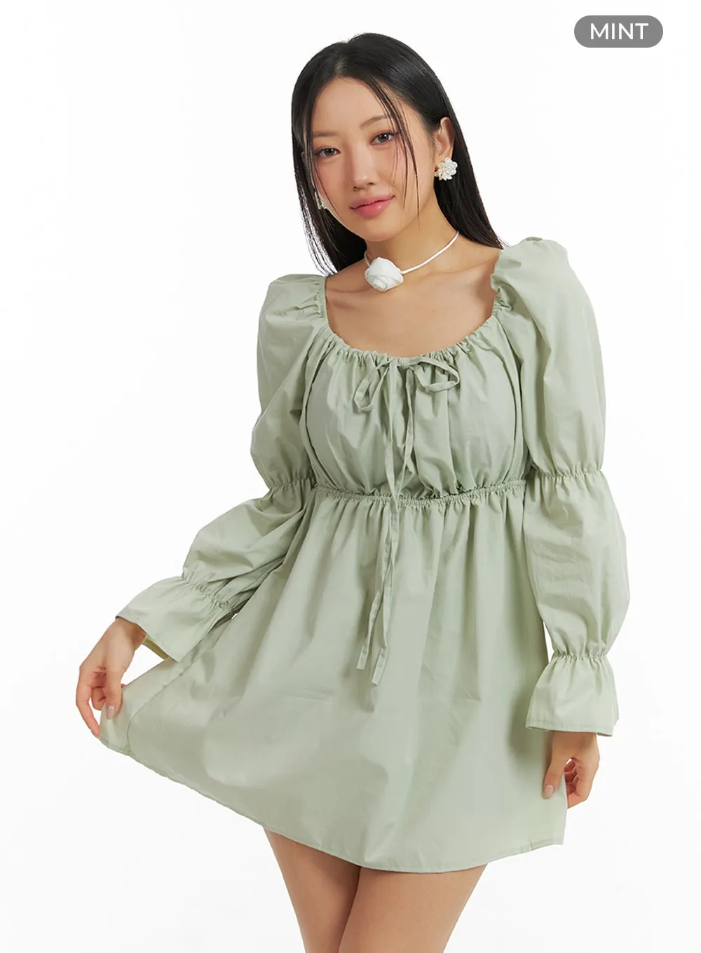 Puff Sleeve A-Line Mini Dress IM404