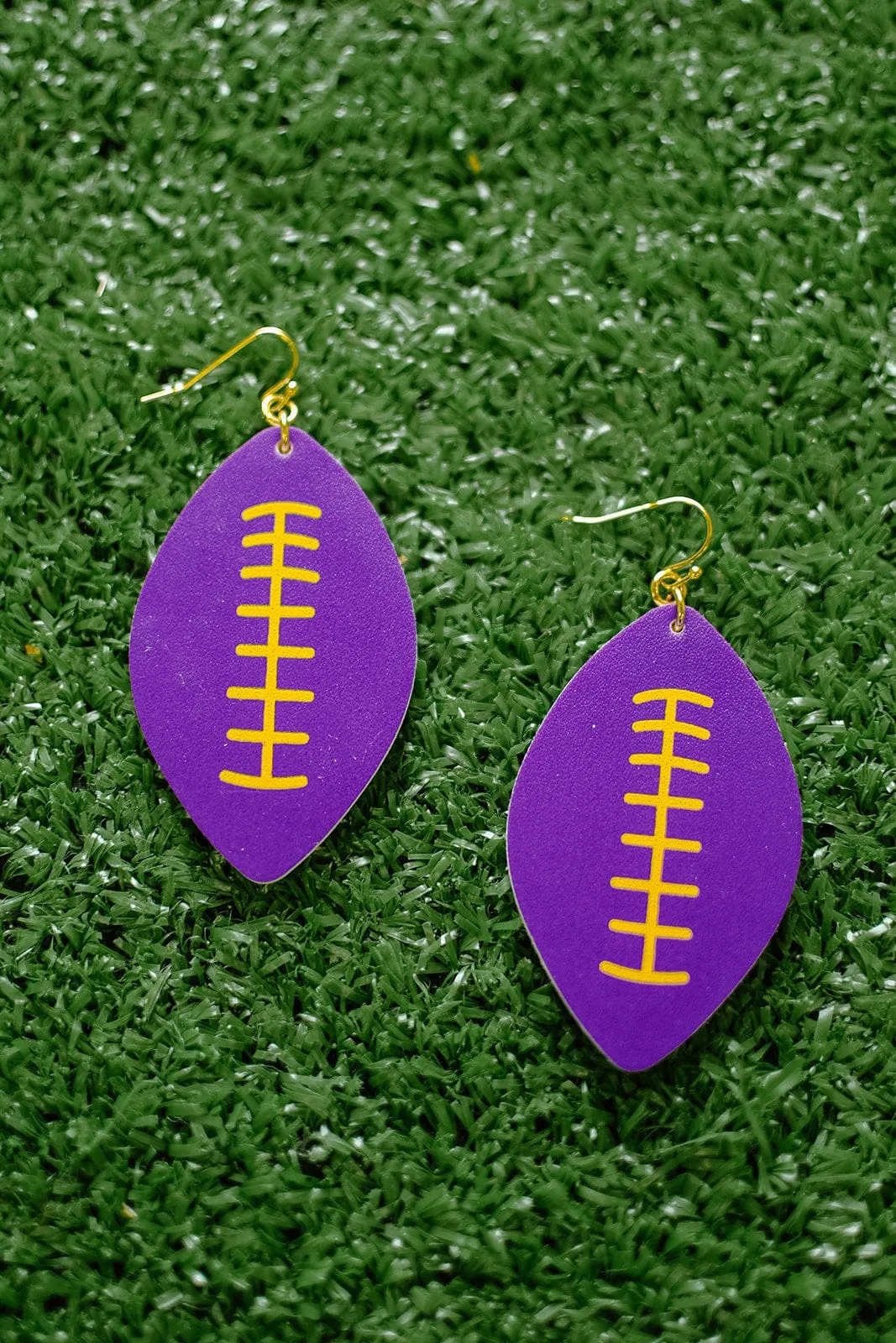 Purple & Gold Football Earrings